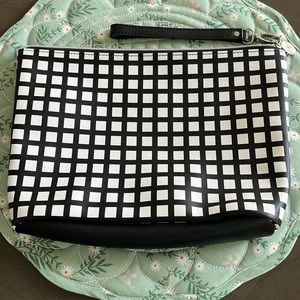 Dabney Lee black/white cosmetic bag/wristlet.